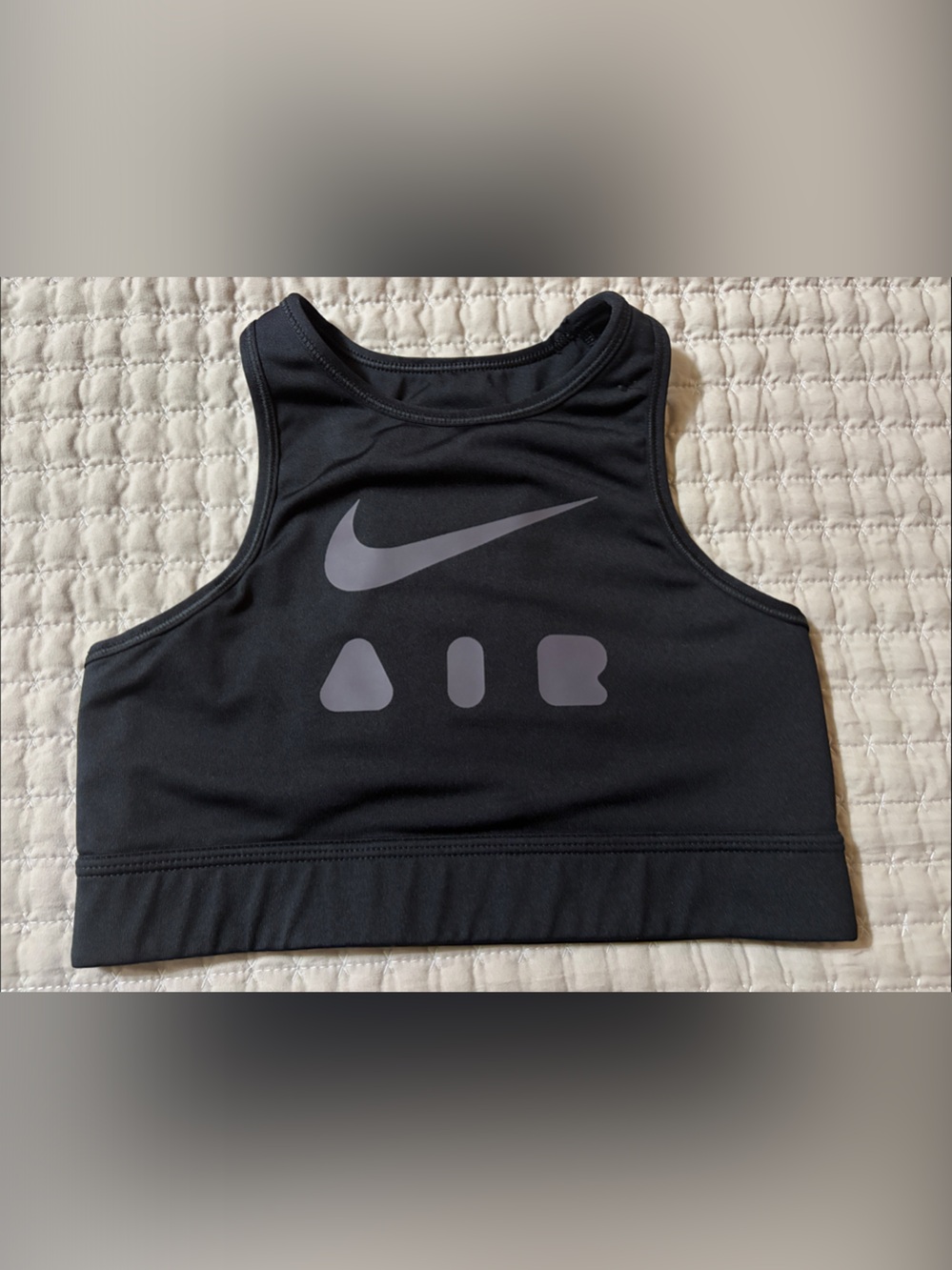 Nike Black Crop Sports Tank with Gray Swoosh